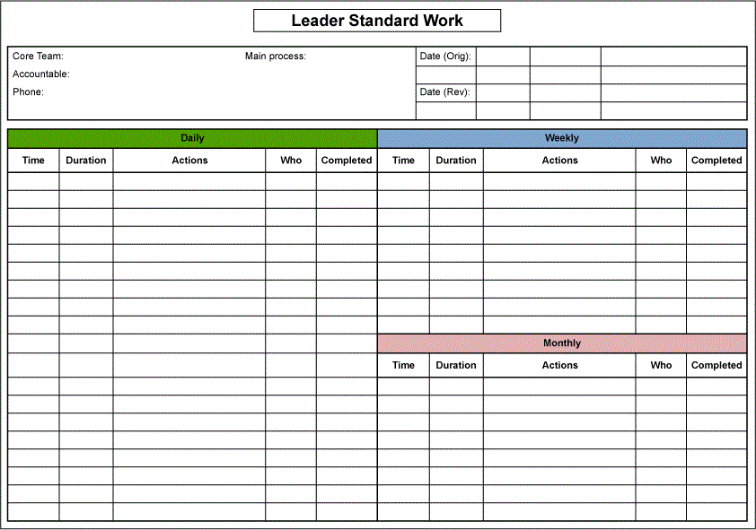 Leader Standard Work Template Xls